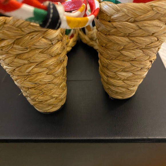 Saint Laurent Paloma Multi Colored Espadrille Wedge Sandals Size 39 - Picture 7 of 10